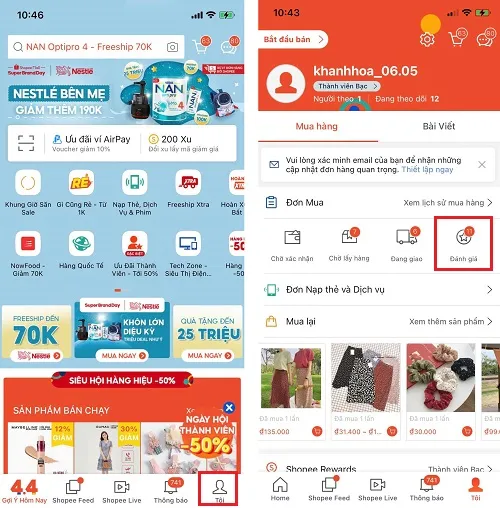 nhận Xu sau khi đánh giá trên Shopee 