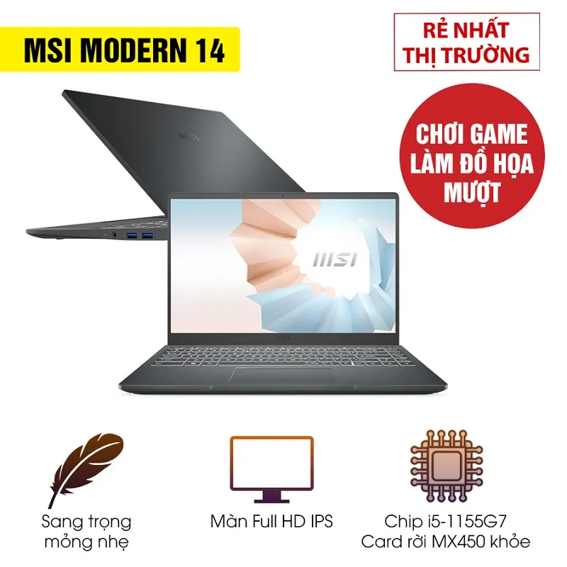 [Mới 100% Full Box] Laptop MSI Modern 14 B11SBU 668VN - Intel Core i5 