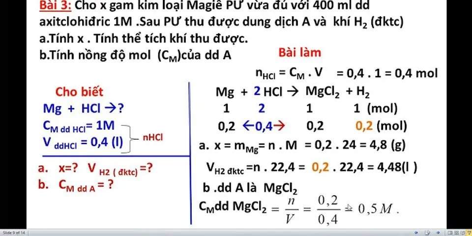 Bài tập tính nồng độ mol sau phản ứng