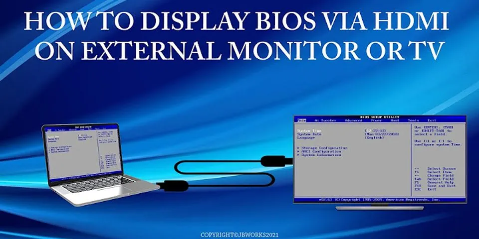 Broken laptop screen external monitor bios