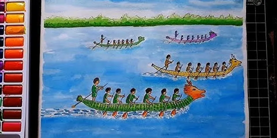 Vẽ tranh de tài lễ hội đua thuyền