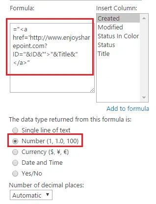 sharepoint calculated column url path