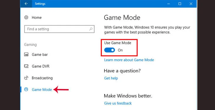 Tối ưu hóa Windows 10 với chế độ Game Mode