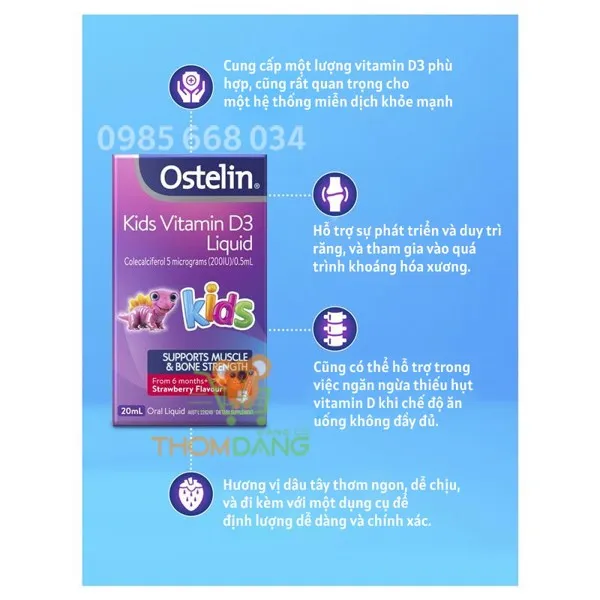 Công dụng của Ostelin Vitamin D3 Liquid Kids