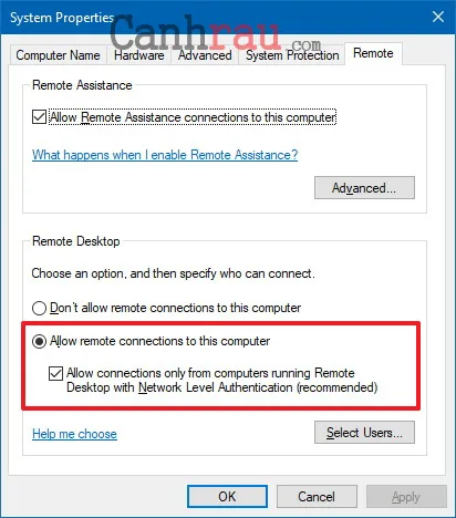 Hướng dẫn sử dụng remote desktop connection trên windows 10 hình 8