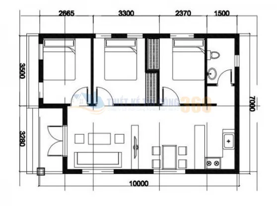 Bố trí nội thất nhà cấp 4 chữ L 50 triệu khá đẹp mắt và tiện nghi